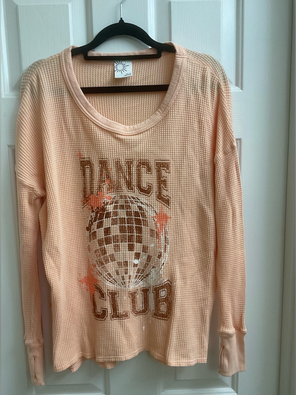 AERIE OFFLINE Long-Sleeve Waffle Knit Graphic Tee Tagged Size XS LISTED AS SMALL
